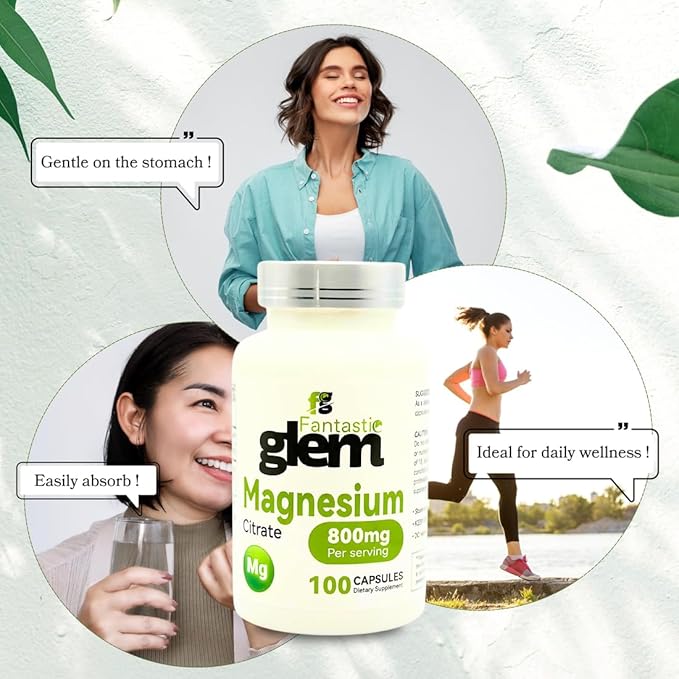 Magnesium Citrate Capsules- Dietary Supplement to Support Bone Health, Muscle Function and Relaxation, High Absorption Magnesium Supplement - GMO, Soy and Gluten Free- 100 Count, 800mg