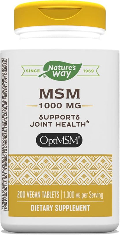 Nature's Way MSM 1000 mg - Joint Health Supplement* - With Methylsulfonylmethane - Gluten-Free & Vegan - 200 Tablets