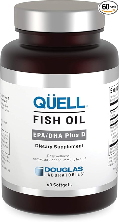 Douglas Laboratories Quell Fish Oil EPA/DHA Plus D | 3:2 Ratio of EPA to DHA Essential Omega 3 Fatty Acids Plus 1,000 I.U. of Vitamin D3* | 60 Softgels
