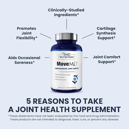 1MD Nutrition MoveMD - Joint Health Supplement - Doctor Formulated | with Collagen, Astaxanthin, and More | (3-Pack)