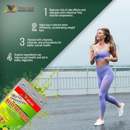 NELCIA'S NATURAL HERBS Belly Fat Burner for Men & Women | Probiotics & Appetite Suppressant for Weight Loss Supplement Powder| Metabolism Booster Raspberry Ketones, Green Tea|16 oz 30 Servings