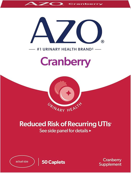 AZO Cranberry Urinary Tract Health Supplement, 1 Serving = 1 Glass of Cranberry Juice, Sugar Free Cranberry Pills, 50 Count