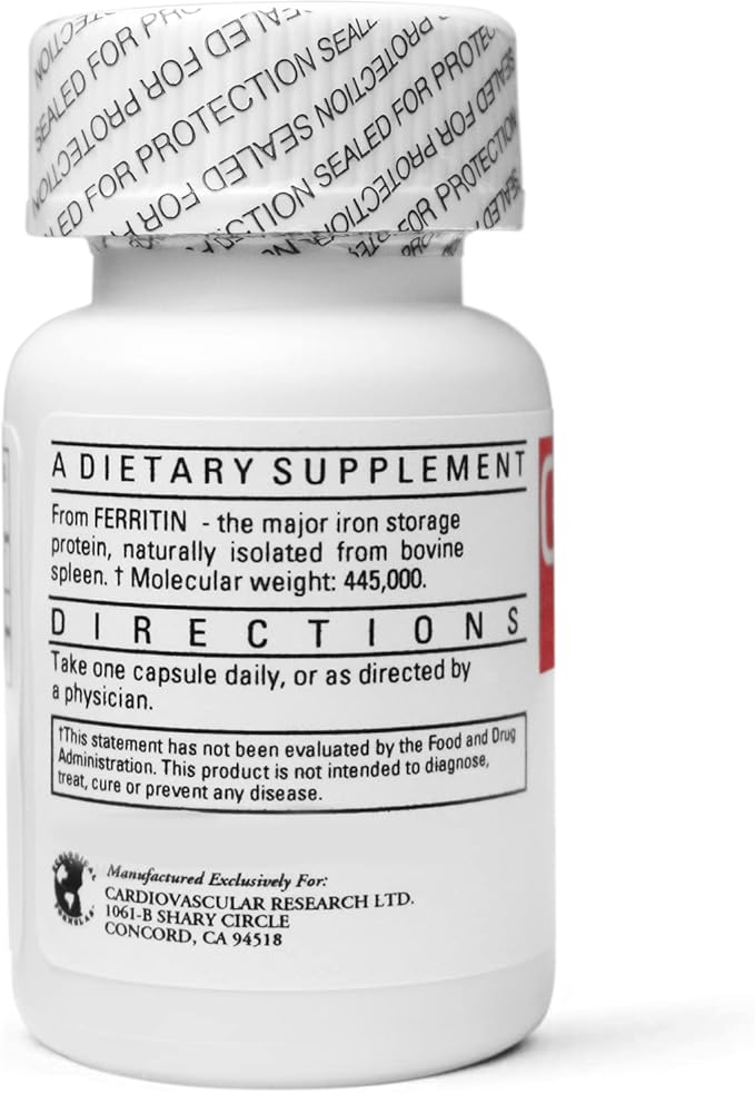 Cardiovascular Research Ferritin Iron Supplement for Women and Men 5 mg 120 Capsules - 2 Pack Saver