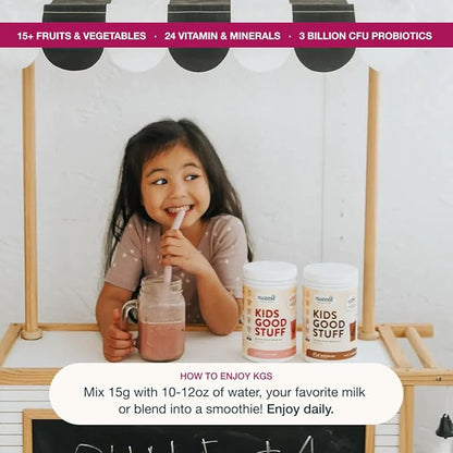 Nuzest - Kids Good Stuff - Vegan Smoothie Mix - Wild Strawberry - Multivitamin Nutritional Supplement Protein Shake - Dairy Free - Supporting Growth and Development - 0.5 Oz (1 Serving)