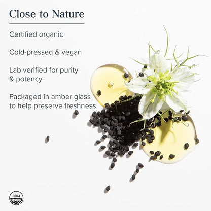 HERITAGE STORE Black Seed Oil, Organic, Cold Pressed, Nigella Sativa Supplement with Thymoquinone, Omega 3 6 9, Antioxidant, Immune and Joint Support, Vegan, 16oz