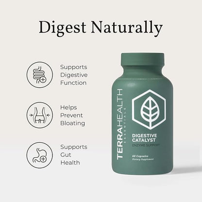 Terra Health Essentials Digestive Catalyst | Reduce IBS | Amylase, Protease & Glucoamylase (1 Bottle, 60 Capsules)