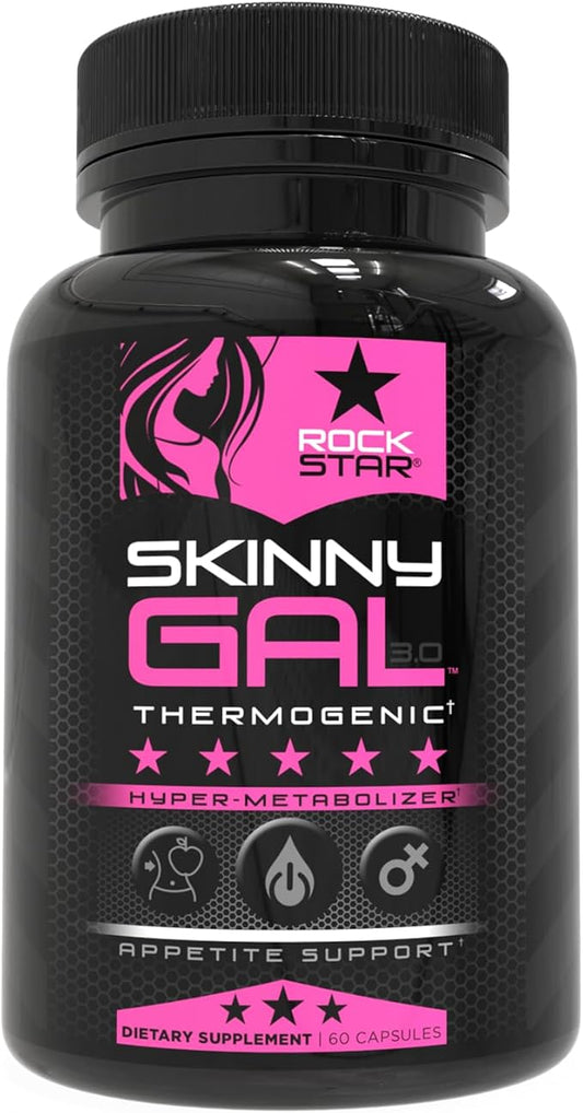 Rockstar Skinny Gal 3.0 Weight Loss Pills for Women - Thermogenic Fat Burner, Hyper-Metabolizer Metabolism and Appetite Suppressant Support, Keto Friendly, Gluten Free