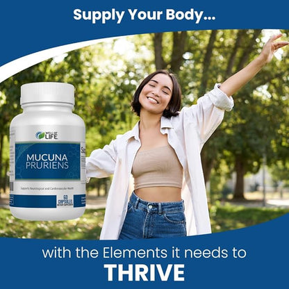 Well of Life: Mucuna Pruriens 60 Veggie Capsules, Supplement for Relaxation, Mood & Well-Being, 15% Extract Natural, USA Made, No Color Added No Artificial Ingredients & Non-GMO