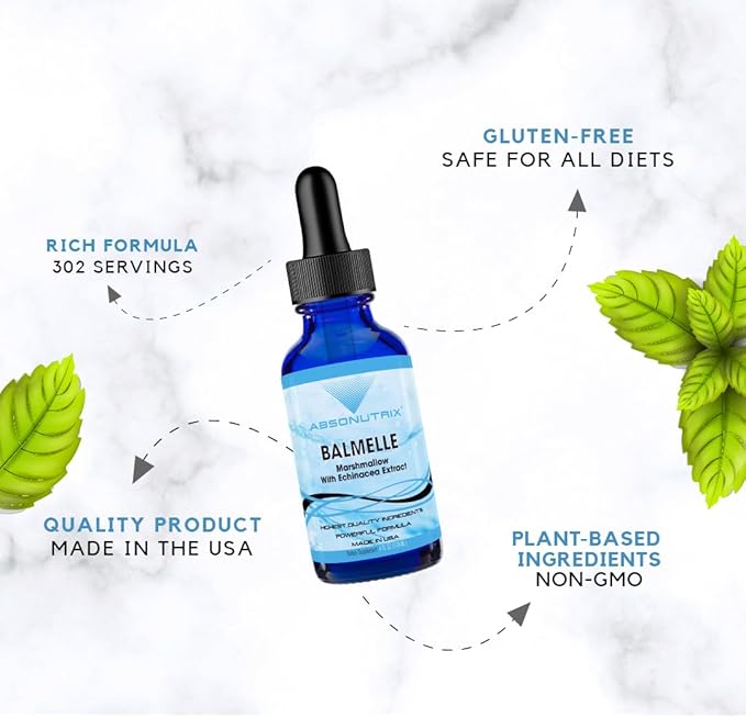 Absonutrix Balmele, 390 mg, 4 FL OZ Liquid, 302 Servings, Made in USA, Plant-Based Ingredients, Echinacea, Marshmallow Root, Gluten-Free, Non-GMO