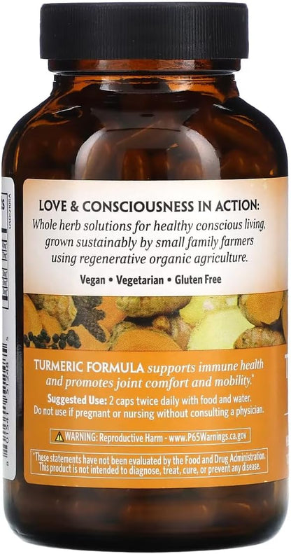 ORGANIC INDIA Turmeric Curcumin with Black Pepper - Organic Turmeric & Curcumin Supplement, Joint & Immune System Support, Whole Root - 60 Capsules