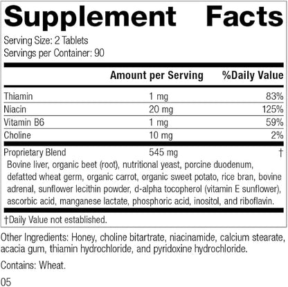 Standard Process Inc. Cataplex B - Whole Food Formula with Niacin, Vitamin B6, Thiamine, and Inositol for Heart Health, Metabolism, and Cholesterol Maintenance - 180 Tablets
