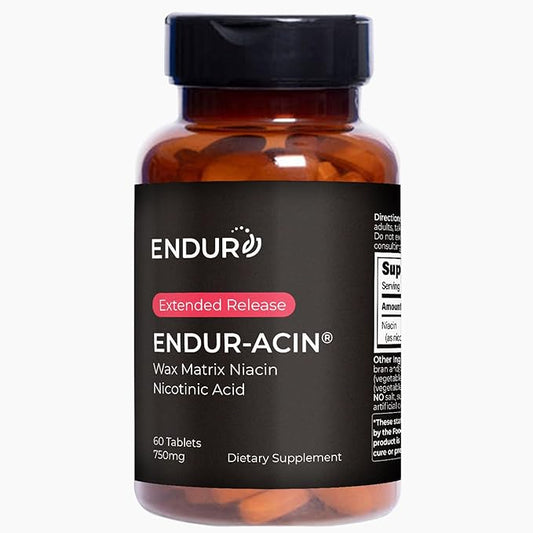 ENDUR-ACIN, Extended Release Niacin for Optimal Absorption & Flush Free Niacin, Premium Vitamin B3 Niacin Supplements, 750mg, 60 Tablets
