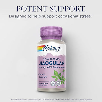 SOLARAY Jiaogulan Root and Rhizome Extract, Gynostemma Pentaphyllum Stress Support and Antioxidants Supplement - Vegan, Lab Verified - 60 Day Money-Back Guarantee, 30 Servings, 60 VegCaps