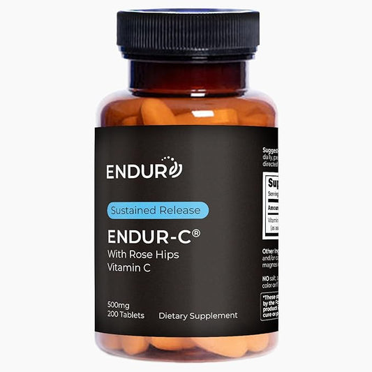 EndurC, Time Release Vitamin C Supplement Tablets for Optimal Absorption, Ascorbic Acid & Vitamin C with Rose HIPS Company, 500mg, 200 Tablets