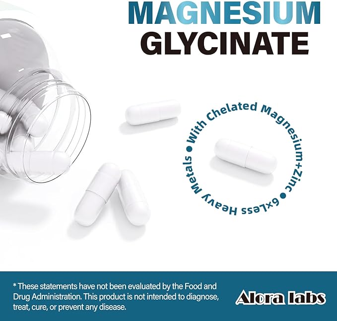 Pure Magnesium Glycinate with Zinc – High Potency Chelated Magnesium Supplement, Relieves Muscle Spasms and Promotes Sleep – 90 Capsules – for Women and Men
