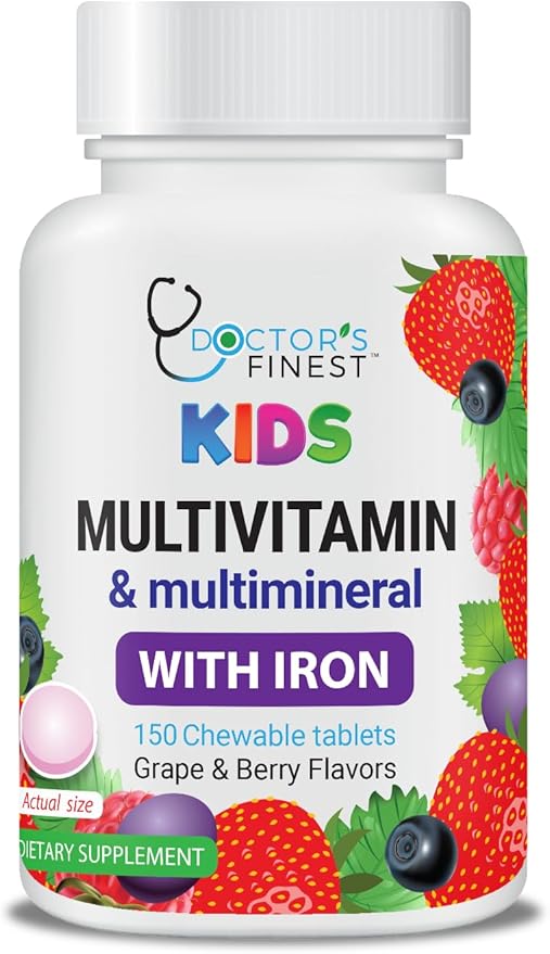 Lifeable Multivitamin & Multimineral with Iron Chewables for Kids – Vegetarian – Gluten Free Vegetarian – Great Tasting - Natural Flavored Pectin Chews with Vitamins A, B, C, D & E – 150 Count