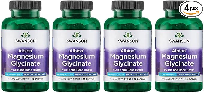 Swanson Chelated Magnesium 133 Milligrams 90 Capsules (4 Pack)