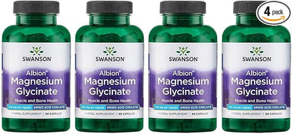 Swanson Chelated Magnesium 133 Milligrams 90 Capsules (4 Pack)