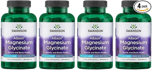 Swanson Chelated Magnesium 133 Milligrams 90 Capsules (4 Pack)