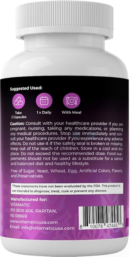 Vitamatic Sea Moss with Black Seed Oil, Ashwagandha, Turmeric, Bladderwrack & Burdock - 180 Vegan Capsules