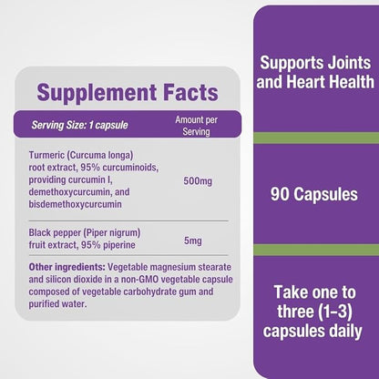 New Roots | Turmeric Curcumin with Black Pepper Supplement is 20x Better Absorption | 95% Curcuminoids + 95% Piperine (90 Veg Capsules, Each 500mg)