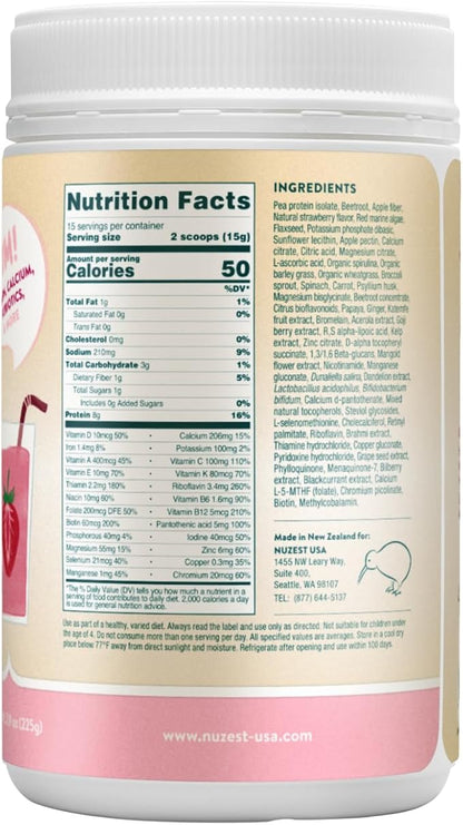 Nuzest - Kids Good Stuff - Vegan Smoothie Mix - Wild Strawberry - Multivitamin Nutritional Supplement Protein Shake - Dairy Free - Supporting Growth and Development - 225g/ 7.9 oz (15 Servings)