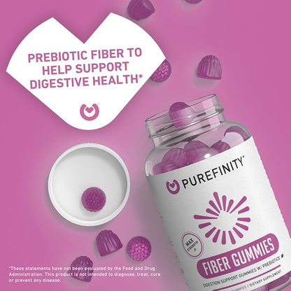 Fiber Gummies for Adults with Inulin FOS from Chicory Root, Sugar Free Prebiotic Supplement for Daily Digestion & Constipation Support – Non-GMO, Vegan, 60 Count