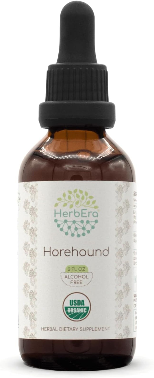 Horehound B60 USDA Organic Tincture | Alcohol-Free Extract, High-Potency Herbal Drops | Certified Organic Horehound (Marrubium vulgare) Dried Herb (2 oz)