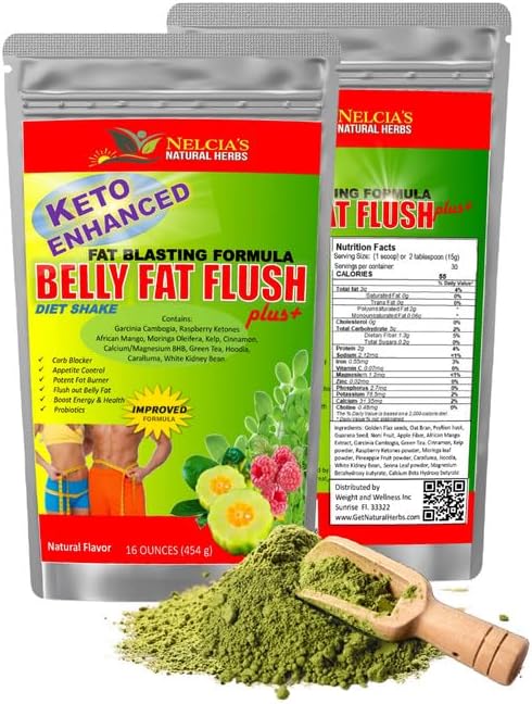 NELCIA'S NATURAL HERBS Belly Fat Burner for Men & Women | Probiotics & Appetite Suppressant for Weight Loss Supplement Powder| Metabolism Booster Raspberry Ketones, Green Tea|16 oz 30 Servings