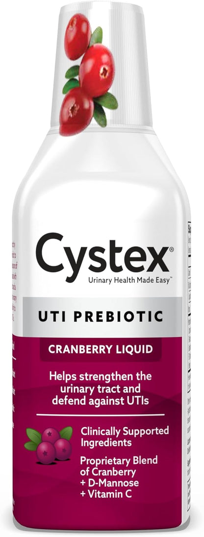 Cystex Urinary Tract Infection Support and Prevention for Men and Women, Cranberry Prebiotic Supplement for UTI Protection & Urinary Health Maintenance, D-Mannose & Vitamin C, 7.6 oz