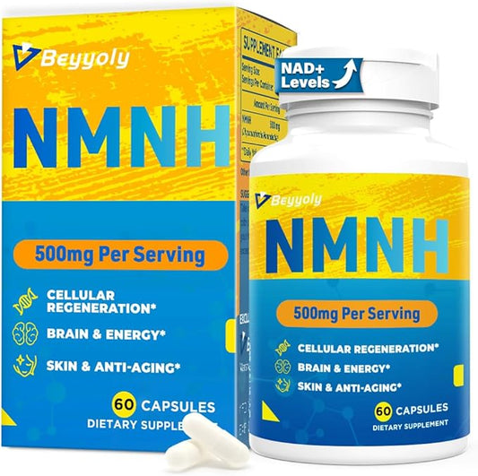 NMNH Supplement (Dihydronicotinamide Mononucleotide)500mg Per Serving, NMNH NAD Supplements for Women & Men, NMNH to Boost NAD+ Levels As We Age for Anti Aging, Cell Health*, Brain* , Energy- 60 Count