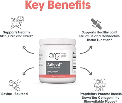 Allergy Research Group Arthred Supplement - Collagen Powder for Men & Women, 10.5g Collagen Peptides, Bovine Sourced, Arthred Powder, Collagen Formula, Hydrolyzed Collagen - 8.5 Oz