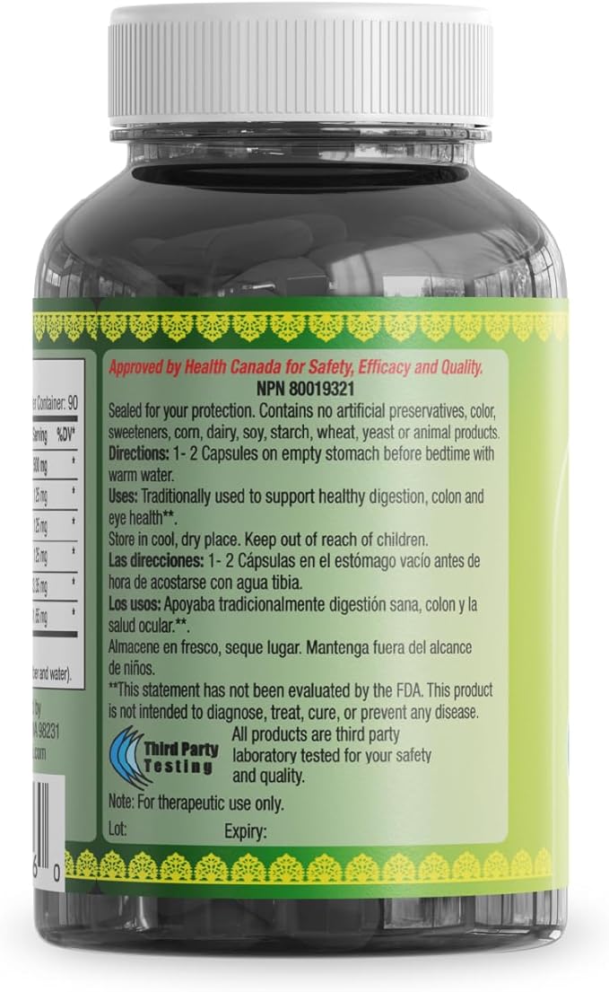 Sewanti Ayurvedic Triphala Capsules - Herbal Formula for Digestive Health - Amla, Bibhitaki, Haritaki - 90 V-Capsules/ 500mg