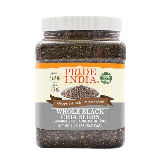 Pride Of India - Natural Black Chia Seeds - Omega-3 & Fiber Superfood, 1.25 Pound (20oz) Jar