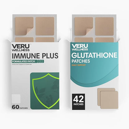 Immune Complete Boost Duo Lifestyle Patches - Immune, Glutathione - Self Adhesive Time Release Topical Patch, 8-10 Hours (60 Day Supply)