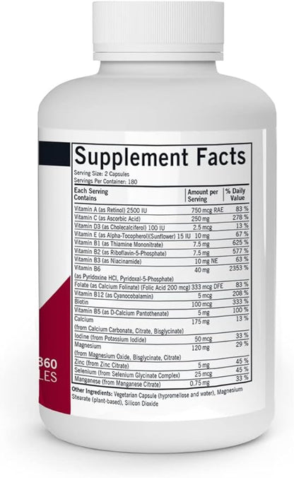Kirkman - Super Nu-Thera - 360 Capsules - Comprehensive Multivitamin - with Vitamin B6 & Magnesium - Hypoallergenic