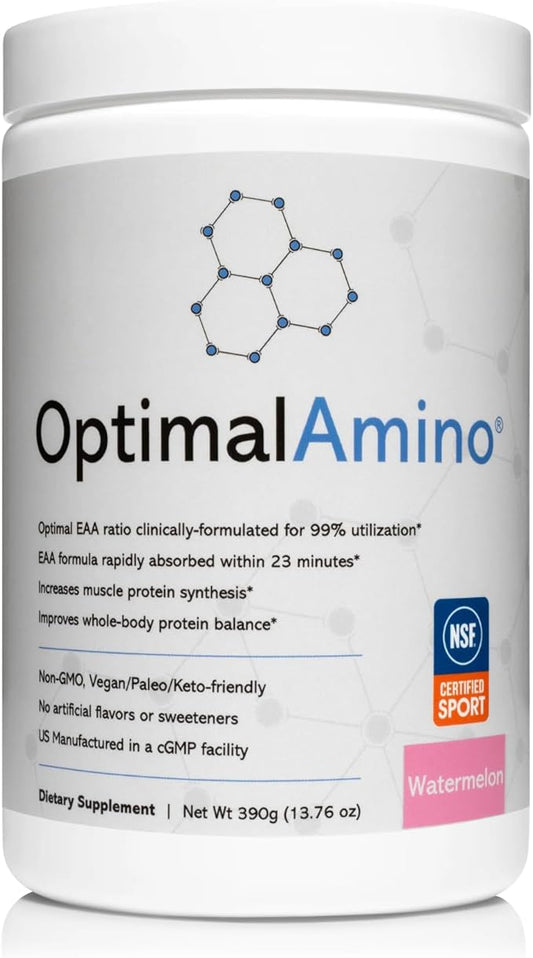 optimal amino Amino Acid Powder | 99% Utilized Essential Amino Acid (EAA) Supplement | Pre/Post Workout & Muscle Recovery | NSF for Sport Certified | Watermelon Flavor