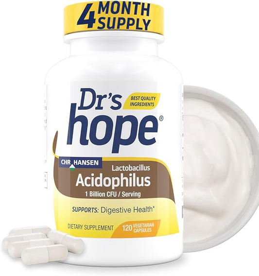 Lactobacillus Acidophilus 1B CFU, Probiotics for Digestive Health - Supports Digestive Health, Immune Function, and Overall Gut Health - 120 Veggie Capsules, Made in The USA
