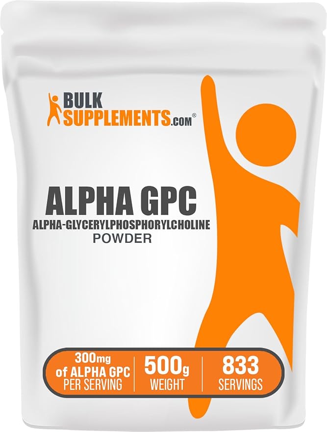 BulkSupplements.com Alpha GPC Powder - Choline Supplements, Alpha GPC 300mg - Acetylcholine Supplements, Unflavored & Gluten Free, 600mg per Serving, 500g (1.1 lbs) (Pack of 1)