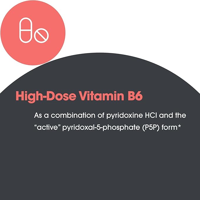Allergy Research Group Pyridoxine P5P Supplement - Active Vitamin B6 275mg, Pyridoxal-5-Phosphate, Metabolism Support, Hypoallergenic, Vegetarian Capsules - 60 Count