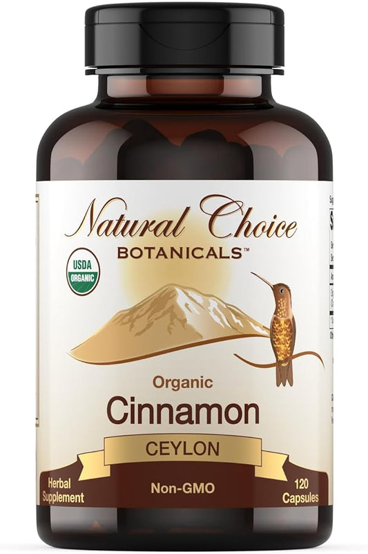 USDA Certified Organic Ceylon Cinnamon Capsules, Non-GMO Verified Supplement - 120 Capsules, 2 Month Supply