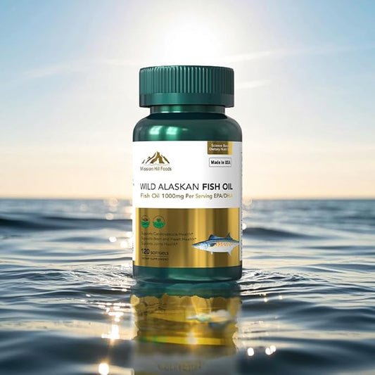 Omega-3 Wild Alaskan Fish Oil (1000mg) | Supports Heart, Brain & Joint Health (1 Bottle-60 Softgels-2mo Supply) | High EPA & DHA | Non-GMO & Gluten Free