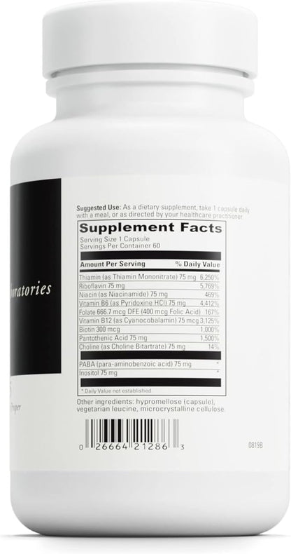 DAVINCI Labs B Complex-75 - Supports Relaxation and Proper Nerve Function* - Dietary Supplement with Niacin, Vitamin B6, B12, Biotin, Choline and More - Vegetarian - Gluten-Free - 60 Capsules