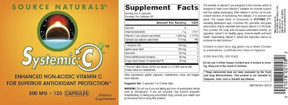 Source Naturals Systemic C, 500mg - 120 Capsules