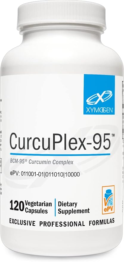 XYMOGEN CurcuPlex-95 - Turmeric Curcumin Supplements with Enhanced Bioavailability - Daily Brain Support Supplement (120 Vegan Turmeric Capsules)