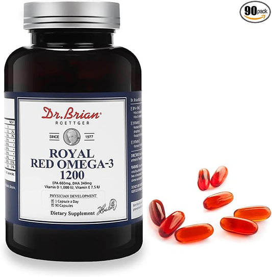 Dr. Brian Royal Red Omega 3 1200, Fish Oil Supplement with EPA and DHA Omega 3 Fish Oil Contain Vitamin D,E Omega 3 Support for Physical Health - 90 Soft Gels