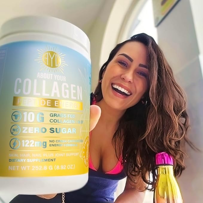 Peptide Energy Collagen Powder Hair, Nail, Skin, Type I & III,Caffeine for Energy, Vitamin C, Biotin, Hyaluronic Acid, Zero Sugar – 8.92 oz (Strawberry Banana)