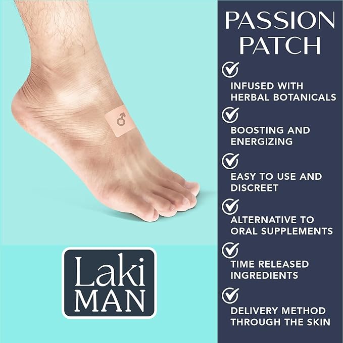 Laki Naturals Passion Patch for Men (Pack of 15) – Supports Circulation, Vitality, Vigour and Energy with Natural Ingredients – Non-Habit Forming, Time-Released Men’s Health Wellness Patches