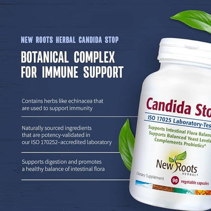 New Roots | Candida Cleanse Detox Supplement (90 Capsules), Stop Candida Overgrowth, Support Balanced Intestinal Flora with Oregano, Echinacea, Botanical Complex, Digestion Relief