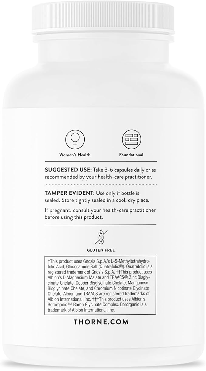 THORNE Women's Multi 50+ - Comprehensive Daily Multivitamin with Vitamins A, B6, B12, C, D, E, K, Zinc & More - Support Heart, Brain, Bone & Immune Health* - 180 Capsules